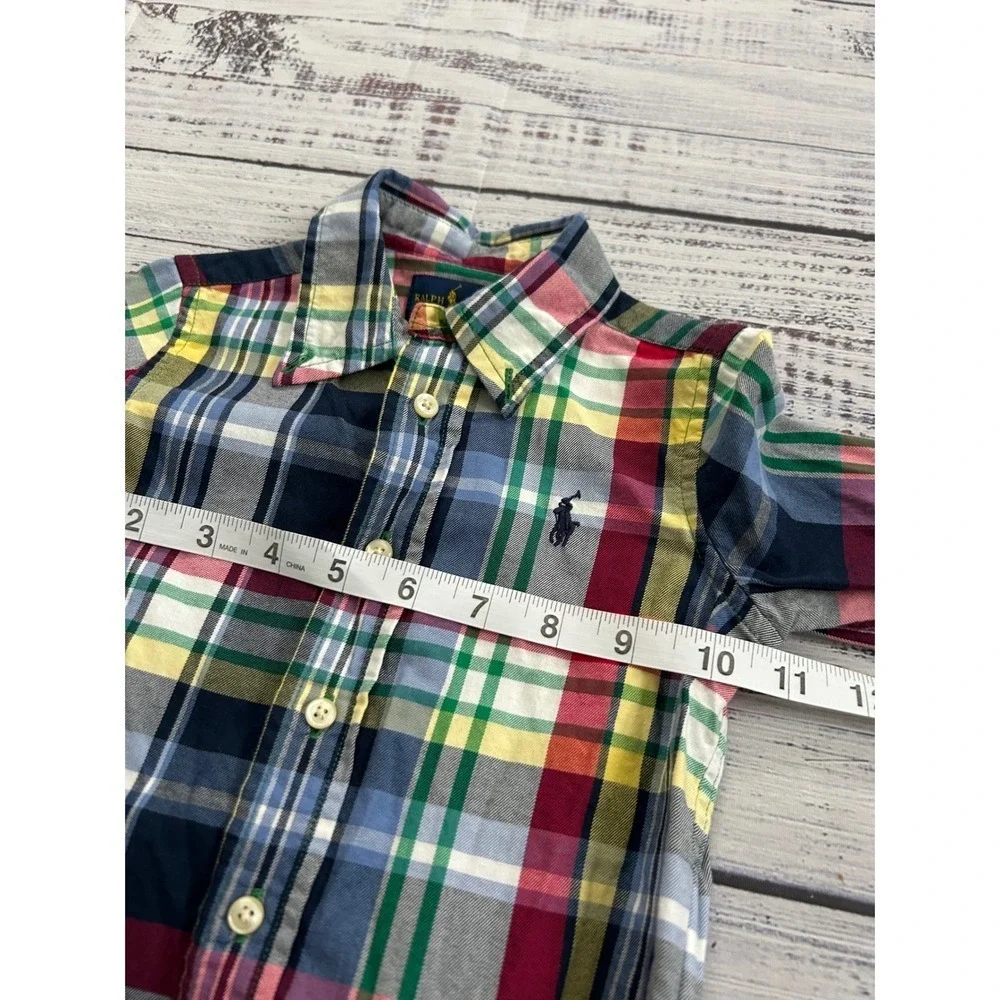 Ralph Lauren Plaid Long Sleeve Button Down‎ Shirt Kids Boys Size 12M